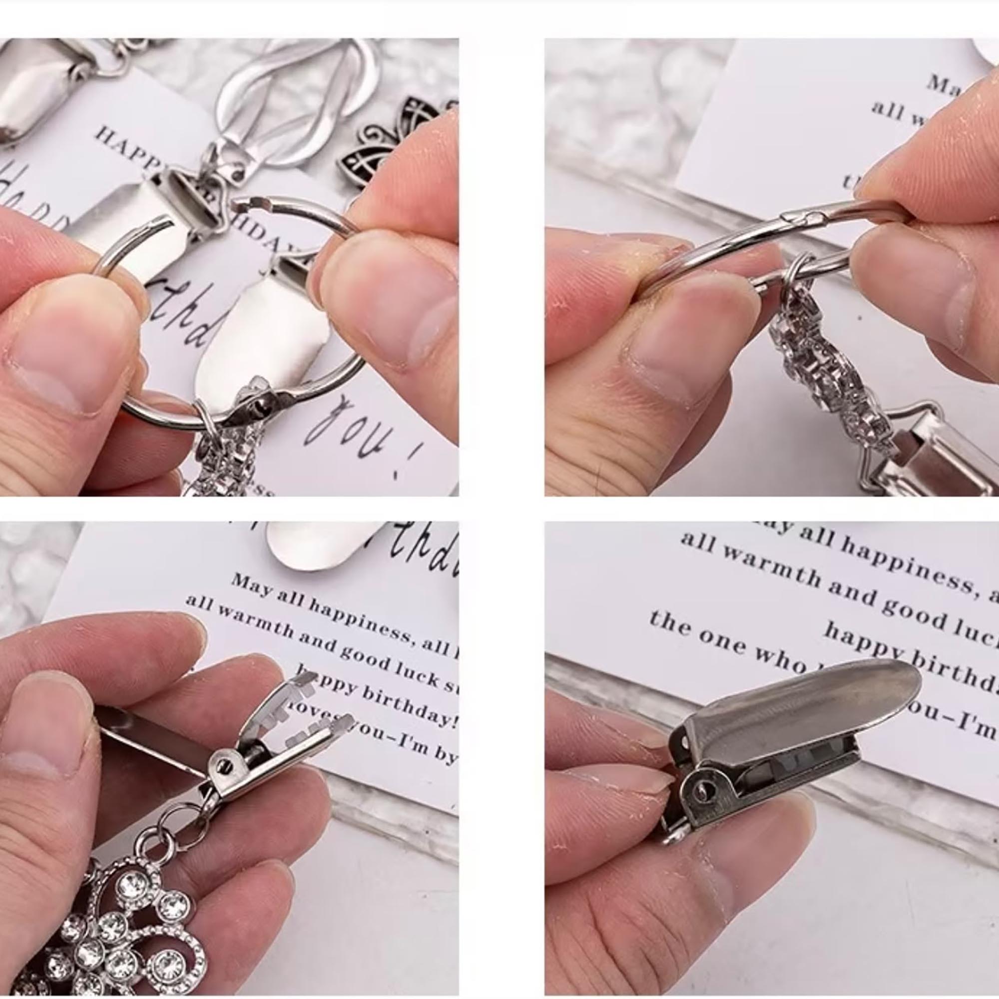 Silver Effect Bag Charm / Hat Holder Clip For Travel