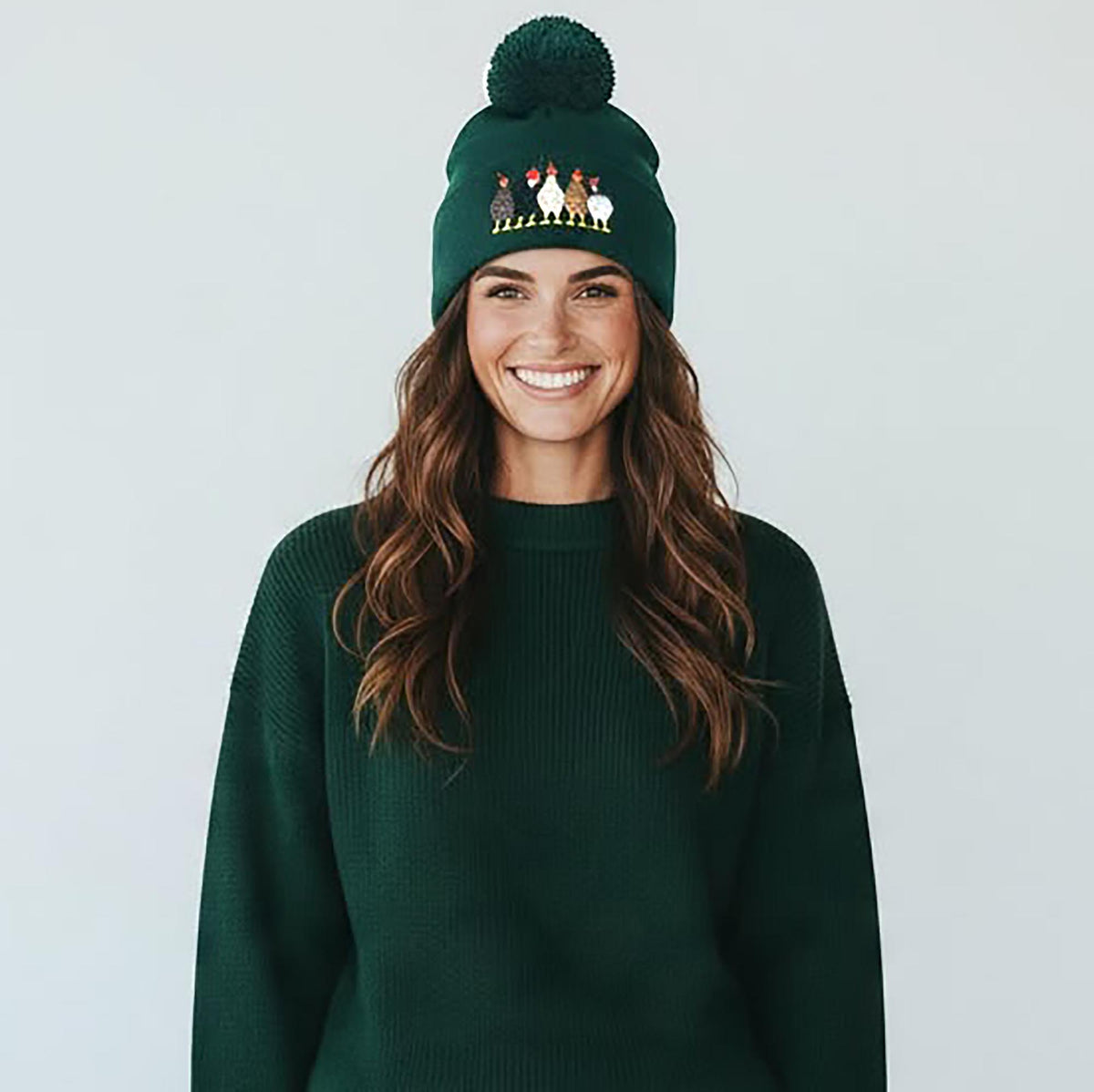 Farmyard Chickens Pom Pom Hat (Unisex)