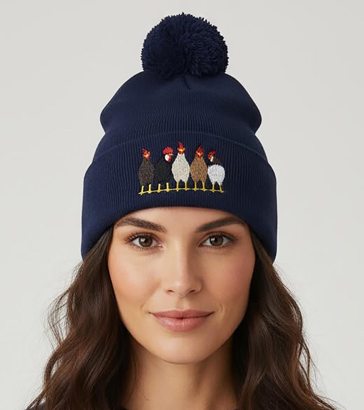 Farmyard Chickens Pom Pom Hat (Unisex)