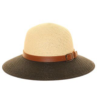 Ladies Short Brim Straw Hat with Belt Band