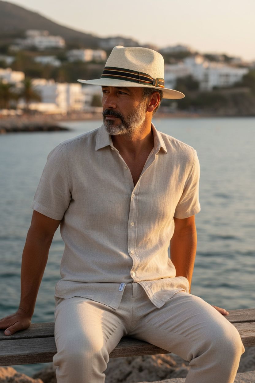 Unisex Panama Style Structured Straw Sun Hat