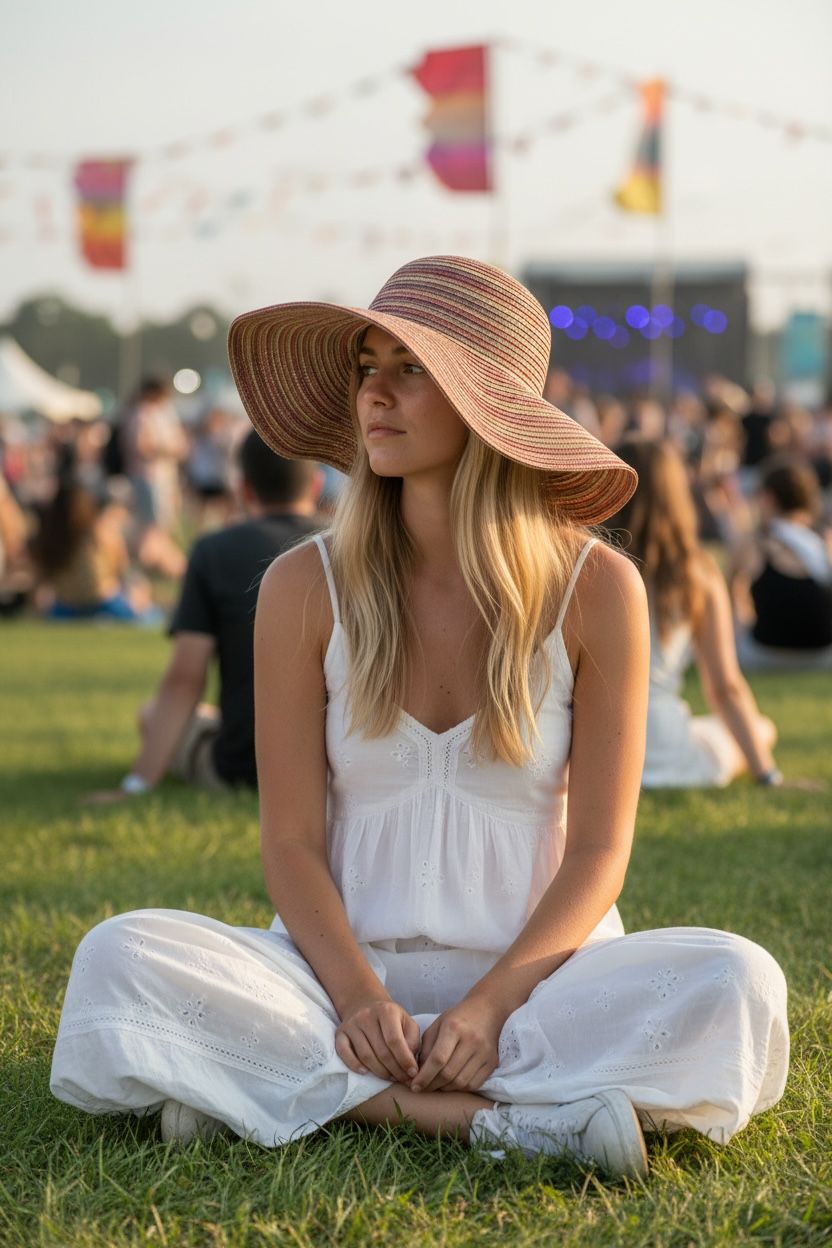 Wide Brim Floppy Holiday & Festival Straw Sun Hat