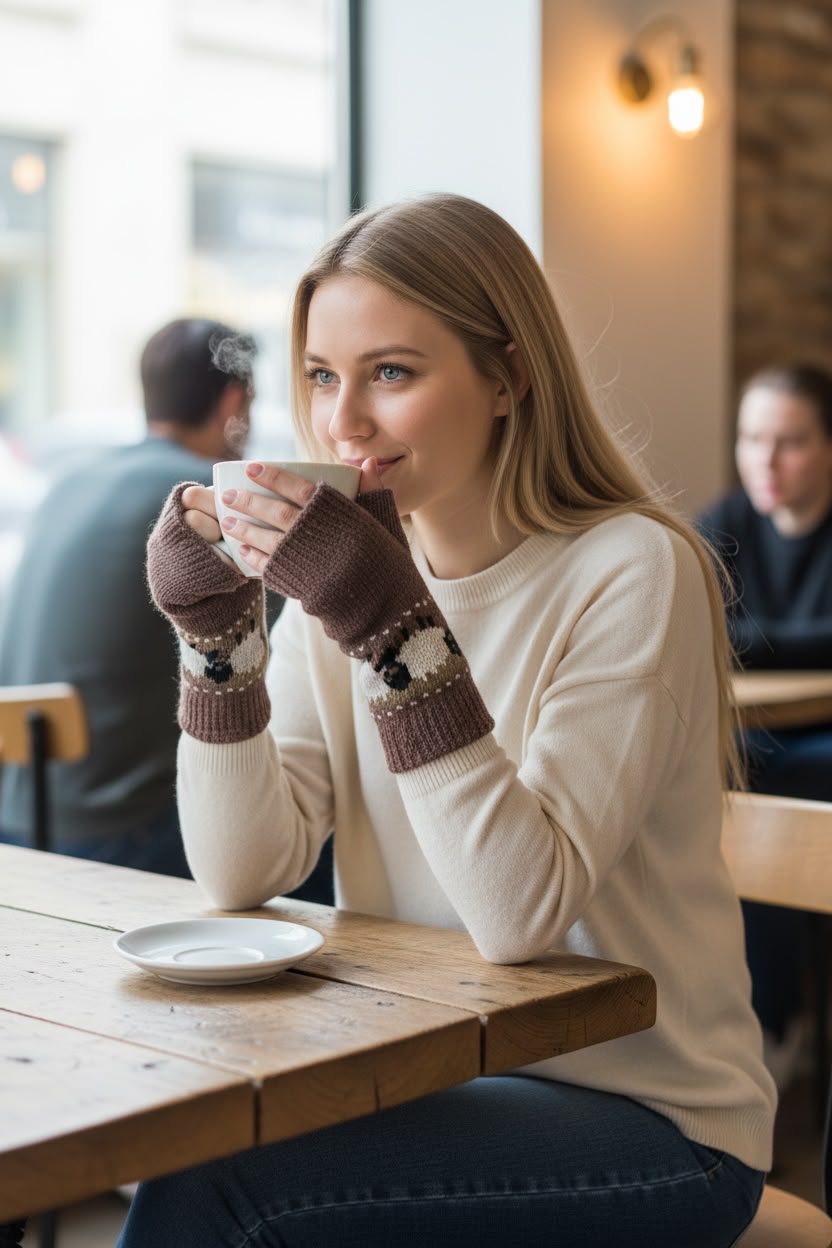 Sheep Fingerless Gloves (Unisex)