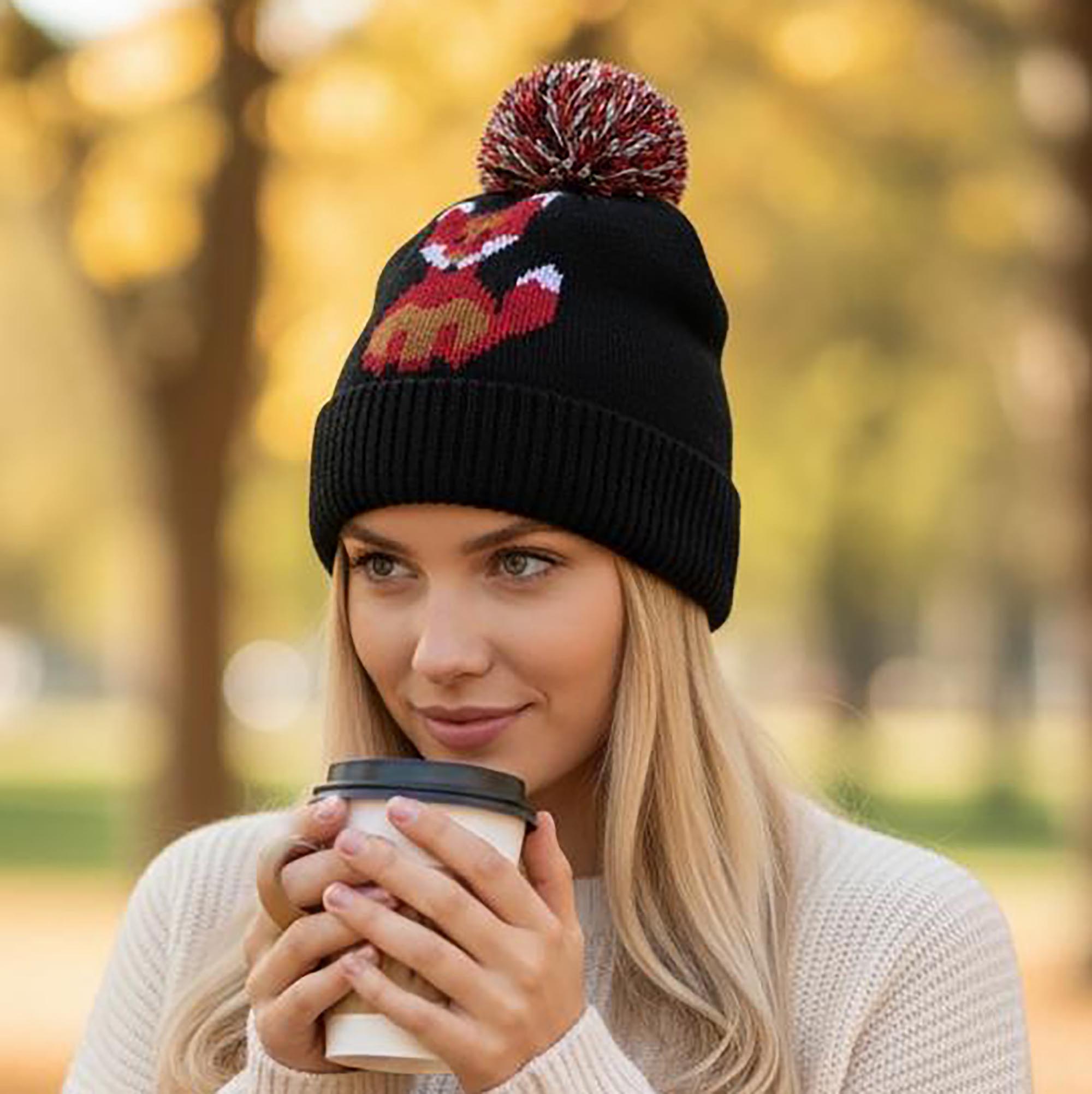 Foxy Fox Fleece Pom Pom Hat (Unisex)