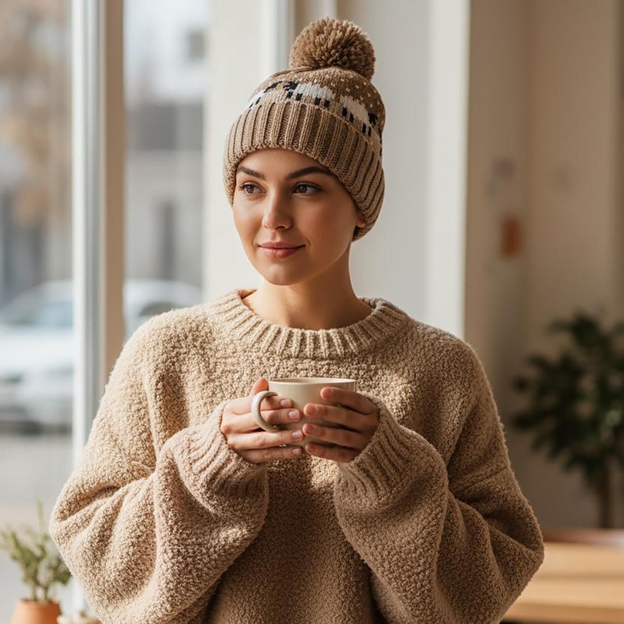Cosy Cow Pom Pom Hat (Unisex)