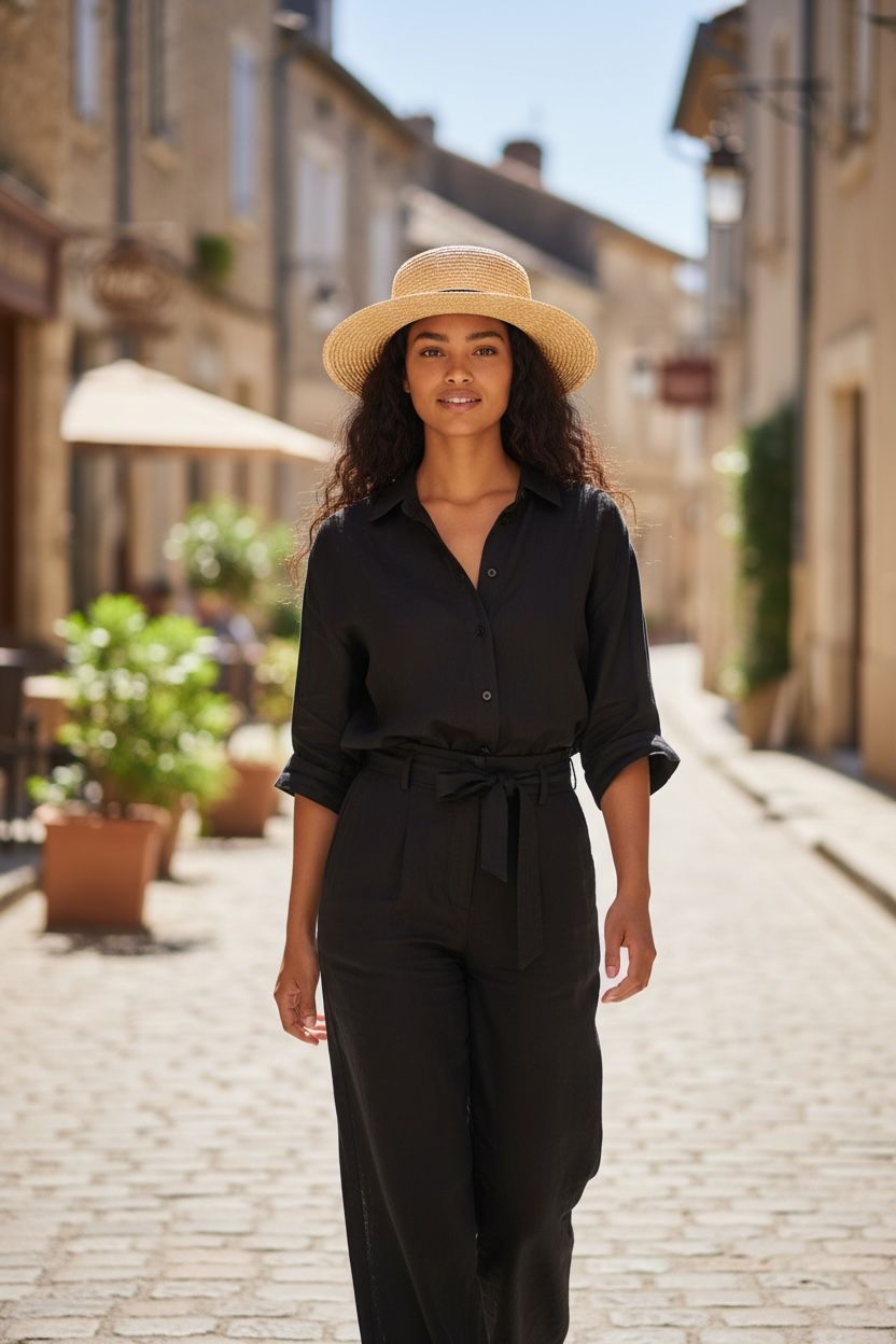 Mottled Straw Sunhat with Slim Hat Band