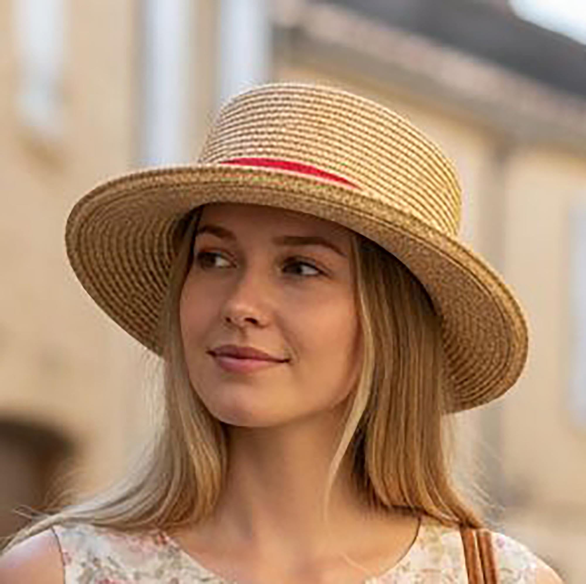 Mottled Straw Sunhat with Slim Hat Band