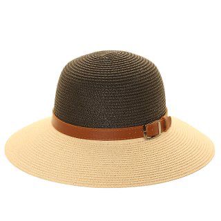 Ladies Short Brim Straw Hat with Belt Band