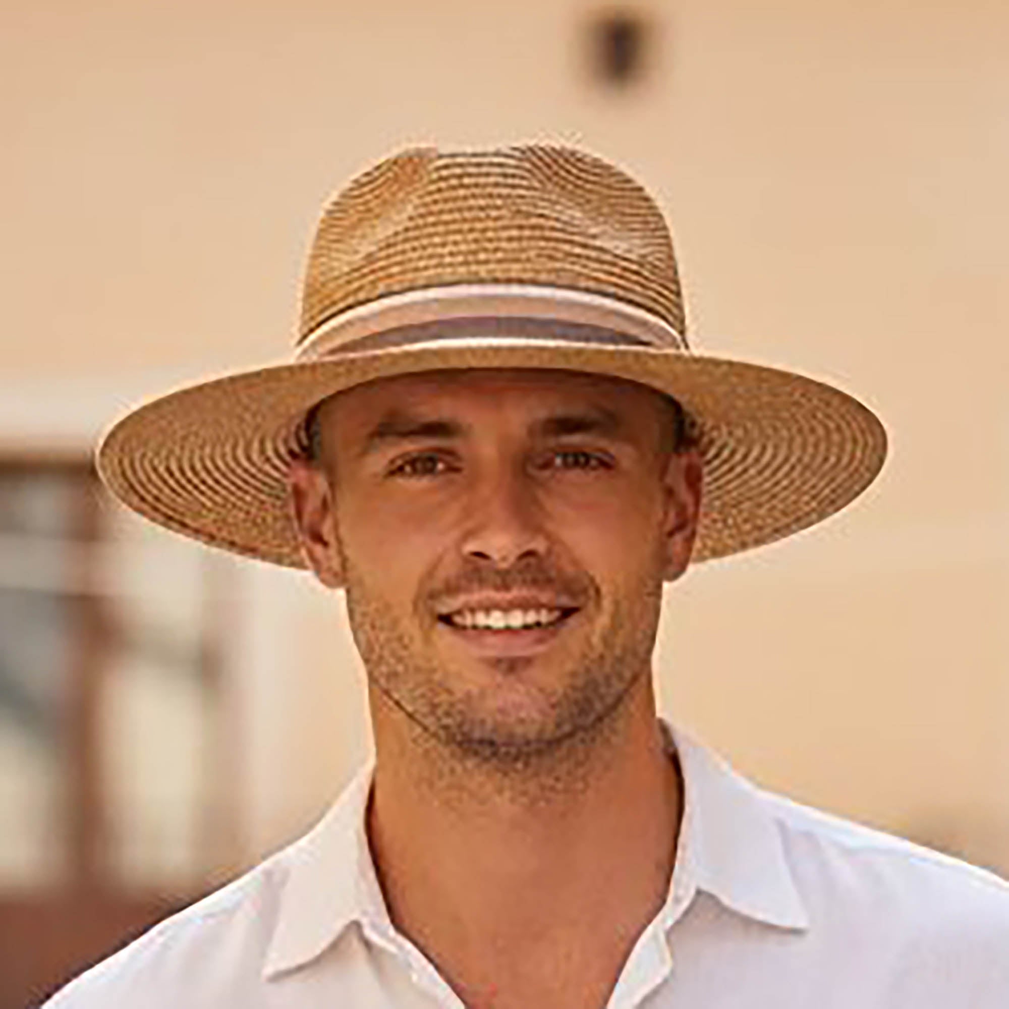 Unisex Fedora Style Two Tone Straw Sunhat