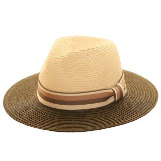 Unisex Fedora Style Two Tone Straw Sunhat