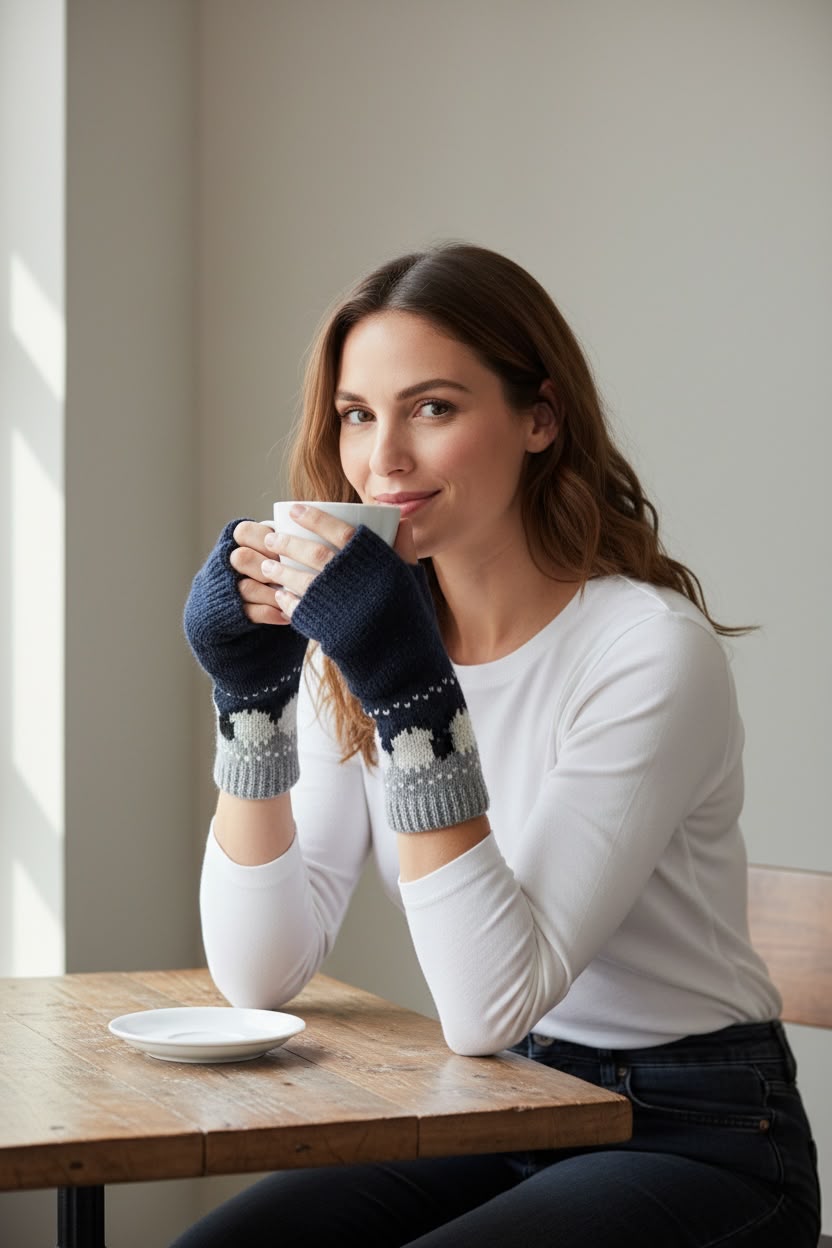 Sheep Fingerless Gloves (Unisex)